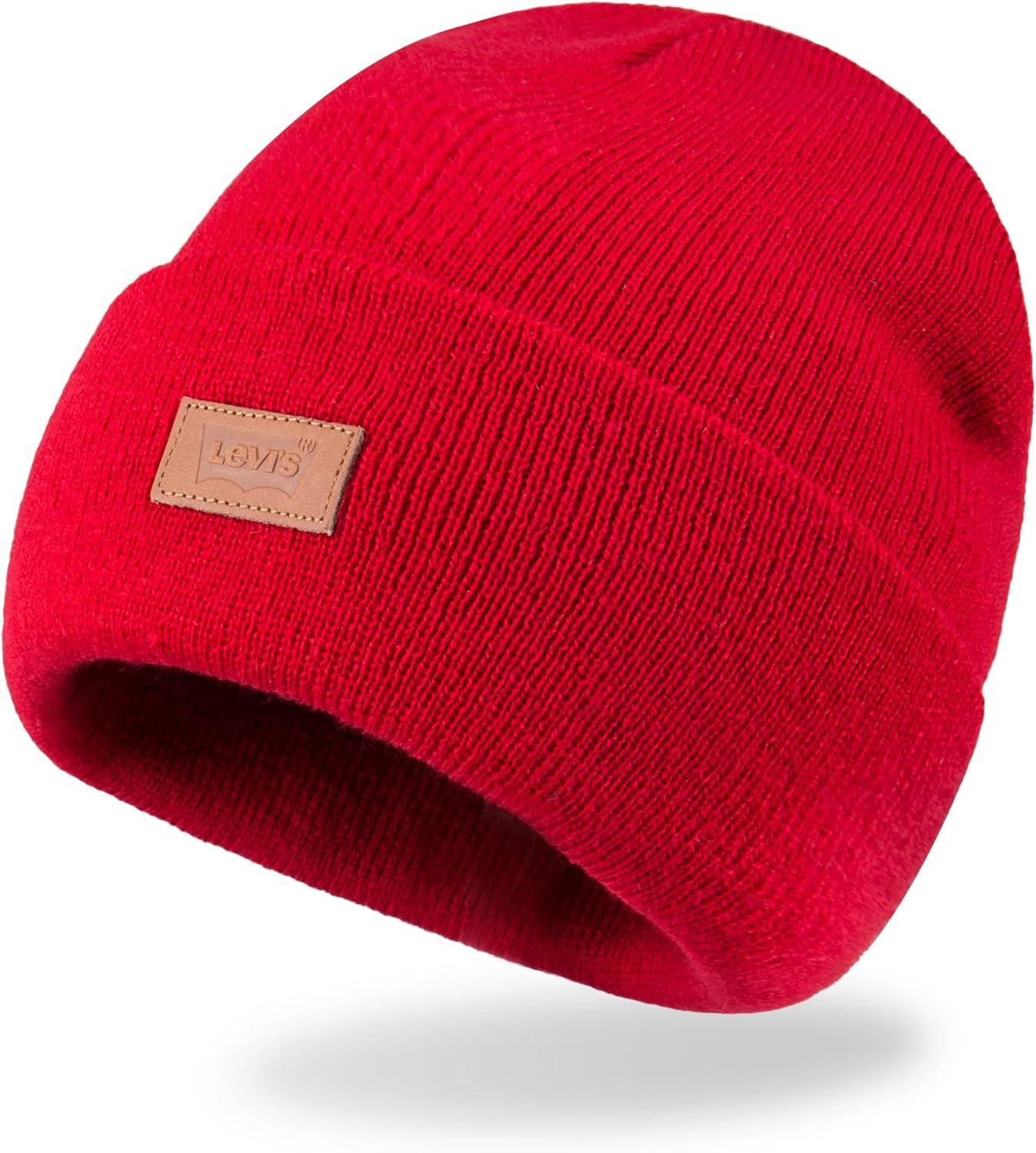 imageLevis Mens AllSeason Hero Beanie Soft Knit Cuffed Winter Hat Warm amp Comfortable Everyday StyleRed
