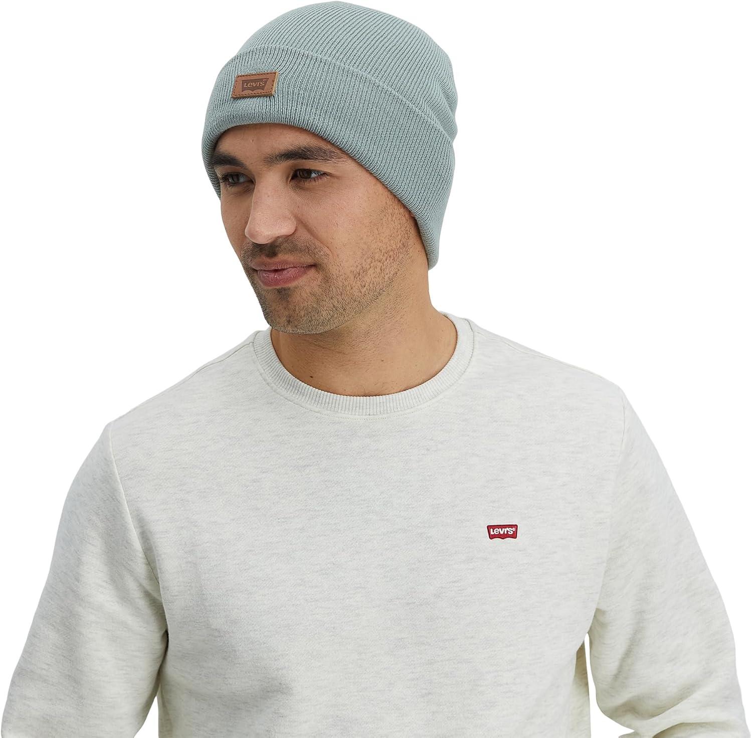 imageLevis Mens AllSeason Hero Beanie Soft Knit Cuffed Winter Hat Warm amp Comfortable Everyday StyleSeafoam Solid