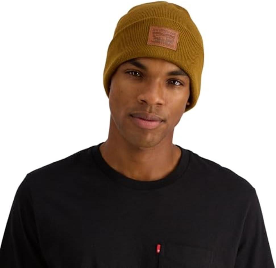 imageLevis Mens AllSeason Hero Beanie Soft Knit Cuffed Winter Hat Warm amp Comfortable Everyday StyleTan