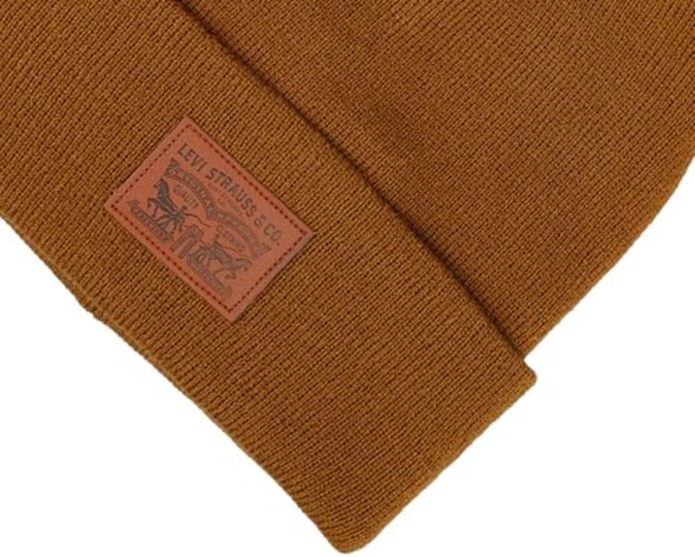 imageLevis Mens AllSeason Hero Beanie Soft Knit Cuffed Winter Hat Warm amp Comfortable Everyday StyleTan