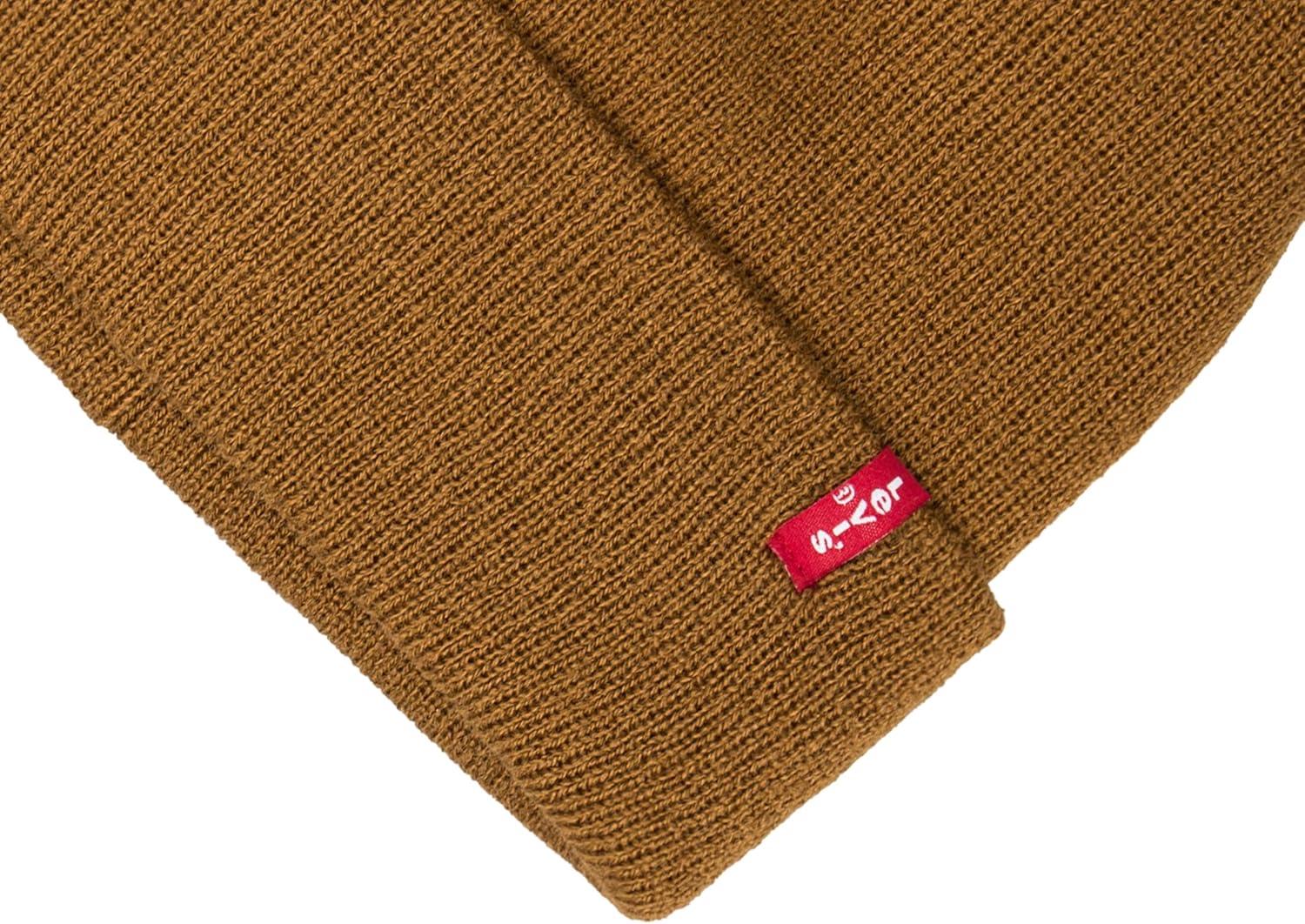 imageLevis Mens AllSeason Hero Beanie Soft Knit Cuffed Winter Hat Warm amp Comfortable Everyday StyleTan Red Tab