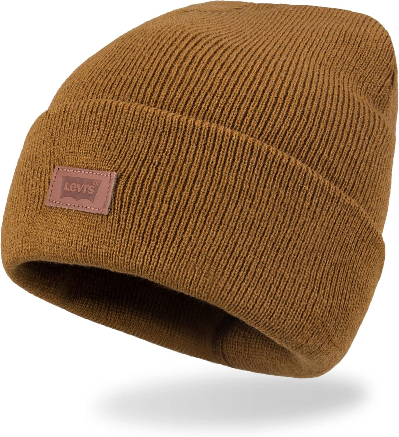 imageLevis Mens AllSeason Hero Beanie Soft Knit Cuffed Winter Hat Warm amp Comfortable Everyday StyleTan Solid