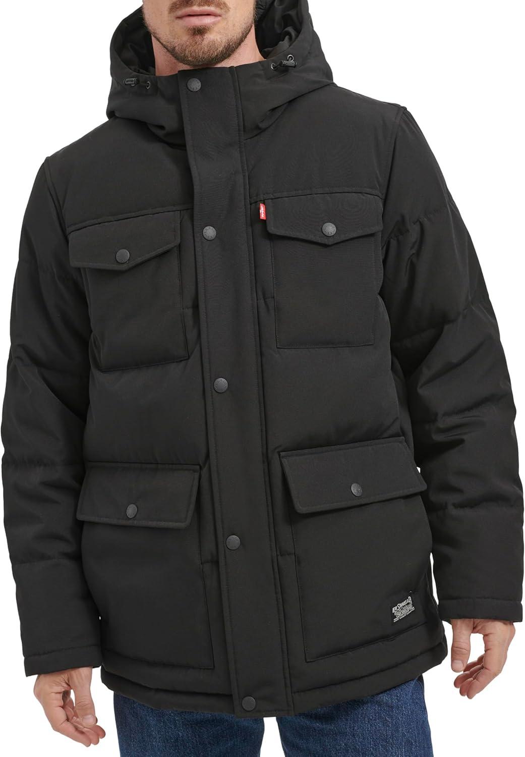 imageLevis Mens Arctic Cloth Quilted Performance ParkaBlack