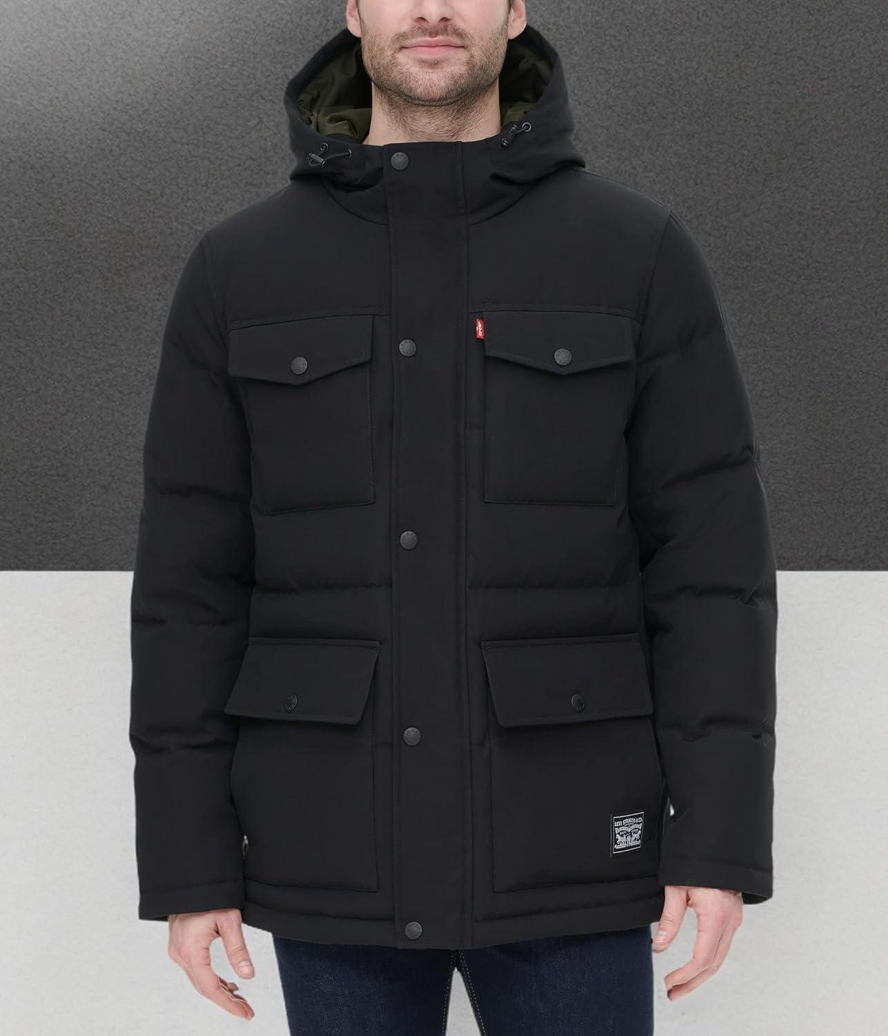 imageLevis Mens Arctic Cloth Quilted Performance ParkaBlack