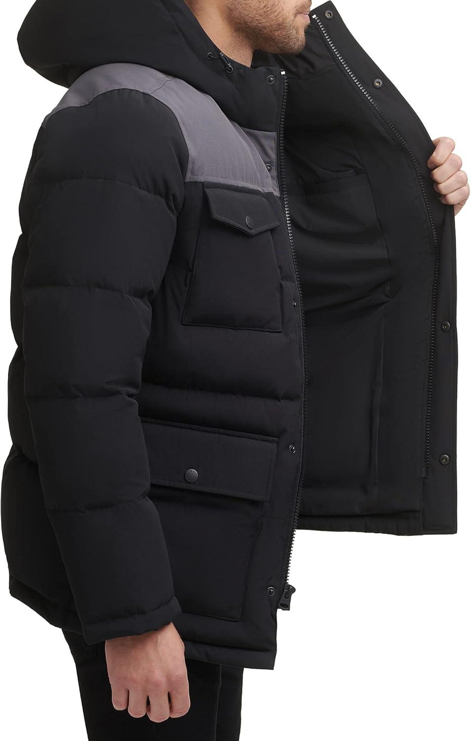 imageLevis Mens Arctic Cloth Quilted Performance ParkaBlkCharcoal