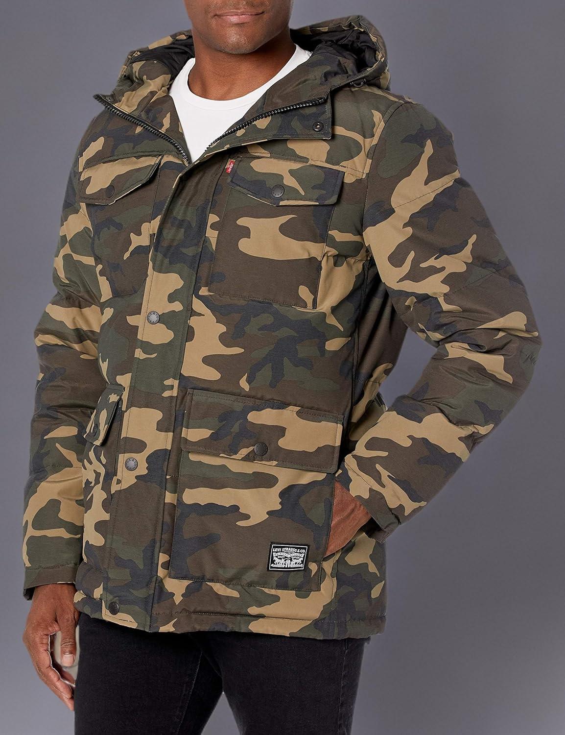 imageLevis Mens Arctic Cloth Quilted Performance ParkaCamouflage