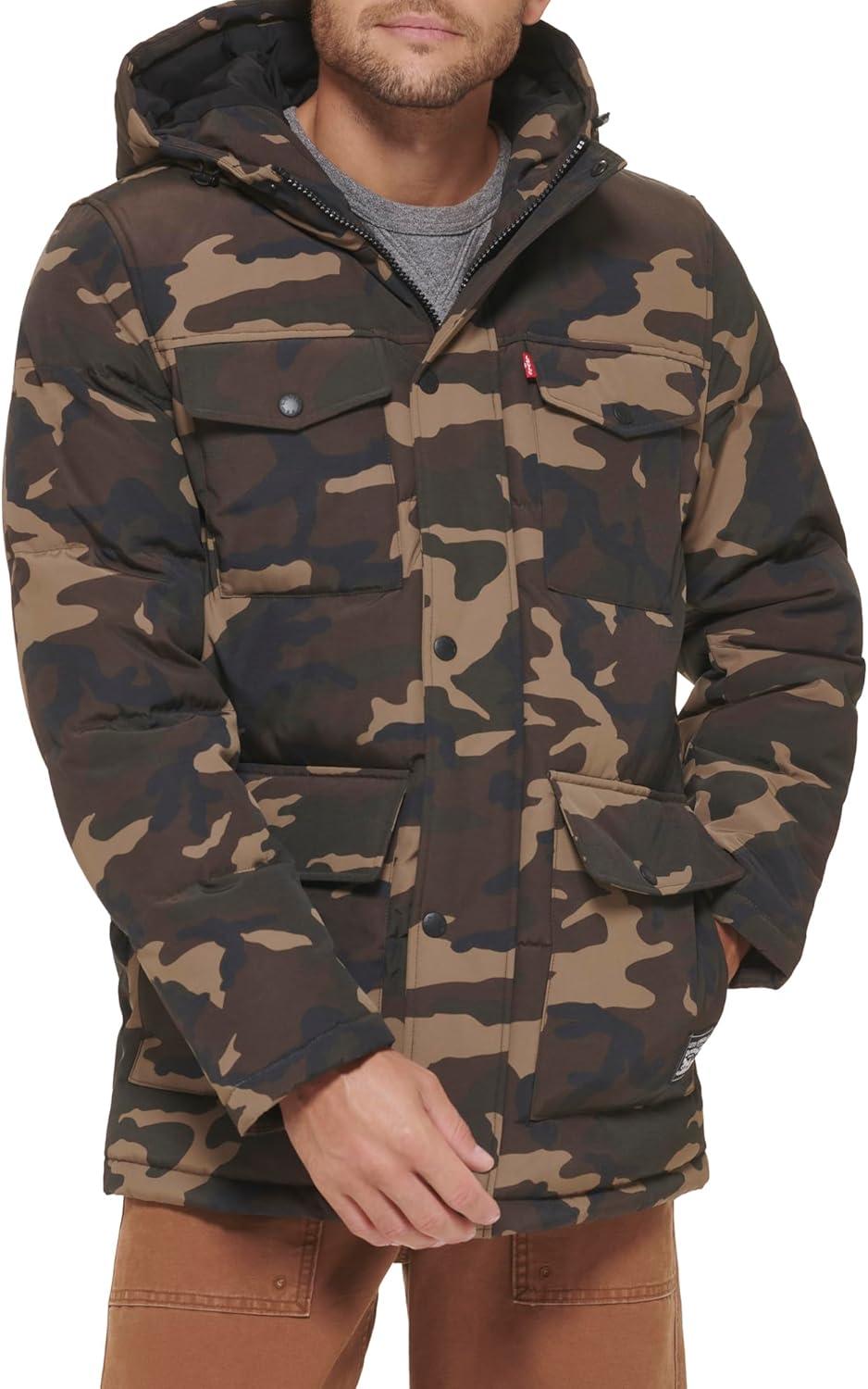 imageLevis Mens Arctic Cloth Quilted Performance ParkaCamouflage
