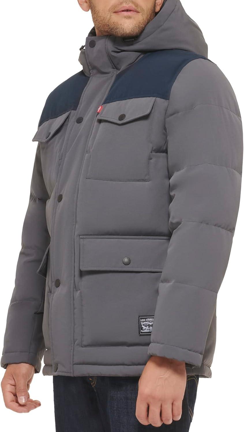 imageLevis Mens Arctic Cloth Quilted Performance ParkaCharcoalNavy