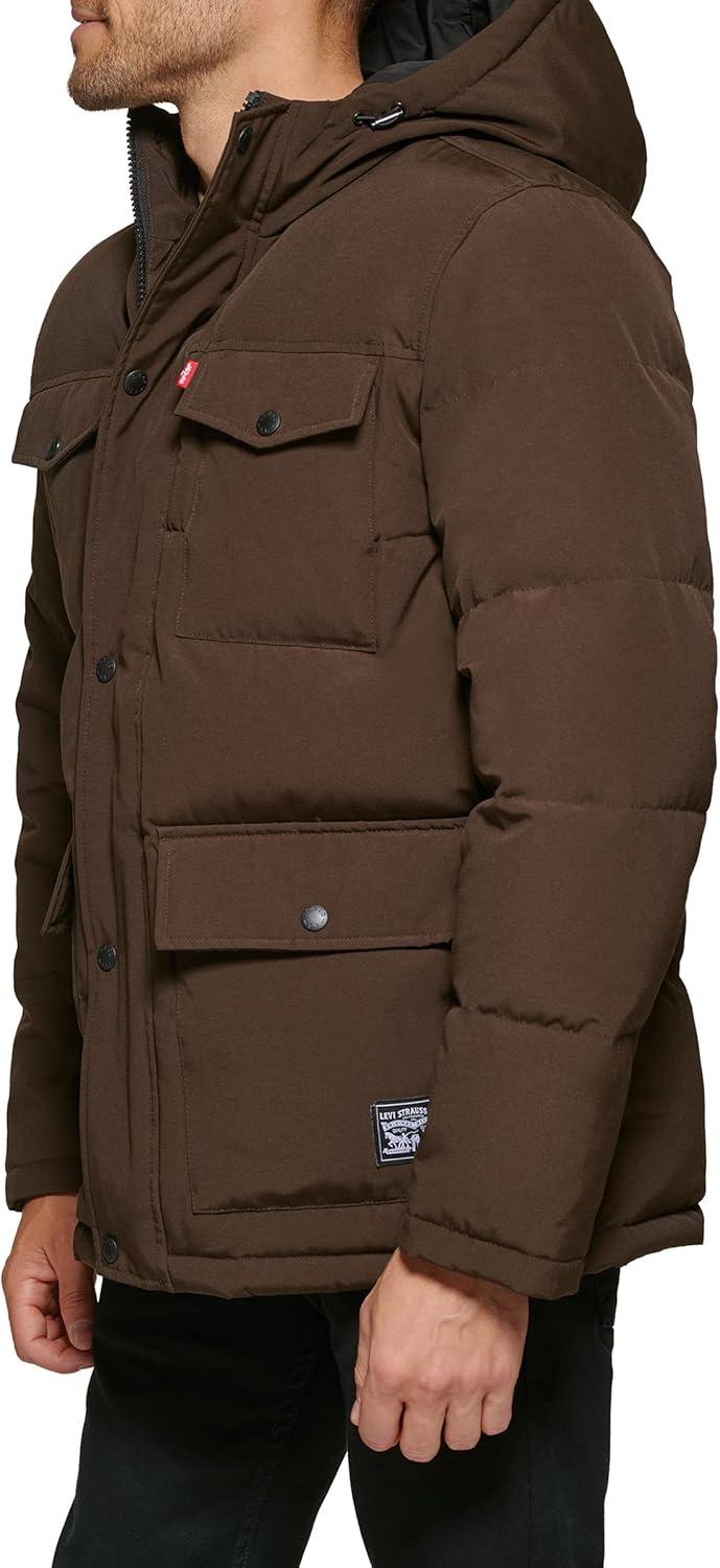 imageLevis Mens Arctic Cloth Quilted Performance ParkaDark Brown