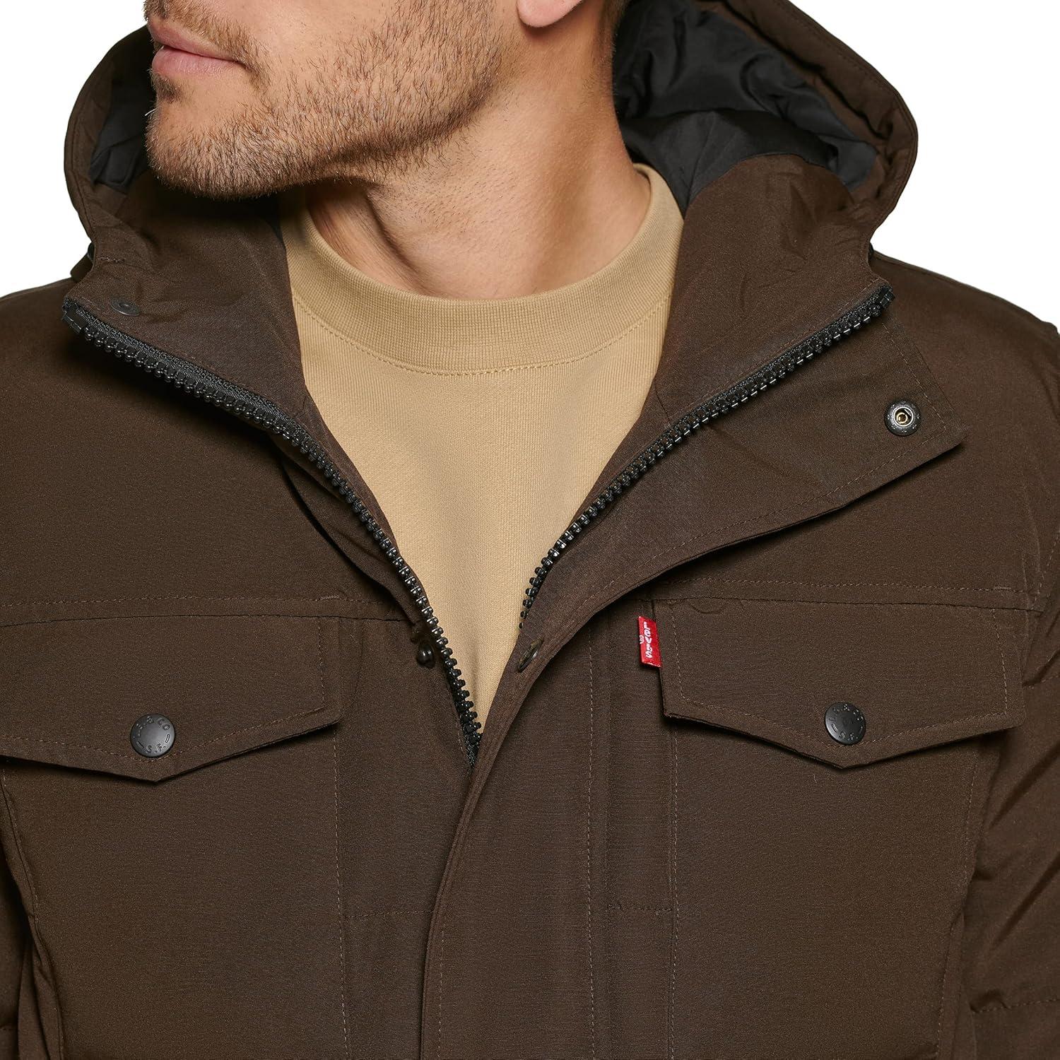imageLevis Mens Arctic Cloth Quilted Performance ParkaDark Brown