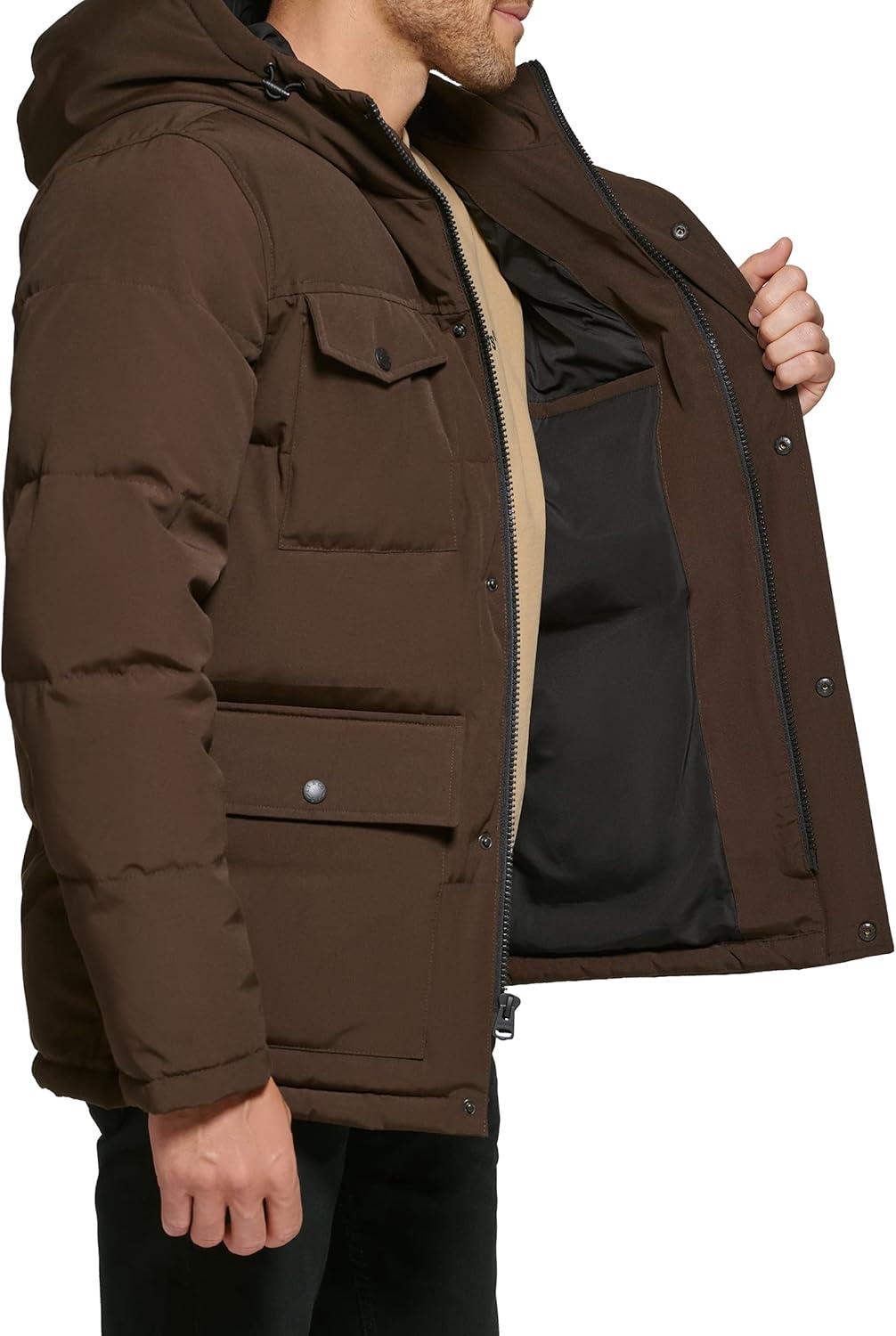 imageLevis Mens Arctic Cloth Quilted Performance ParkaDark Brown