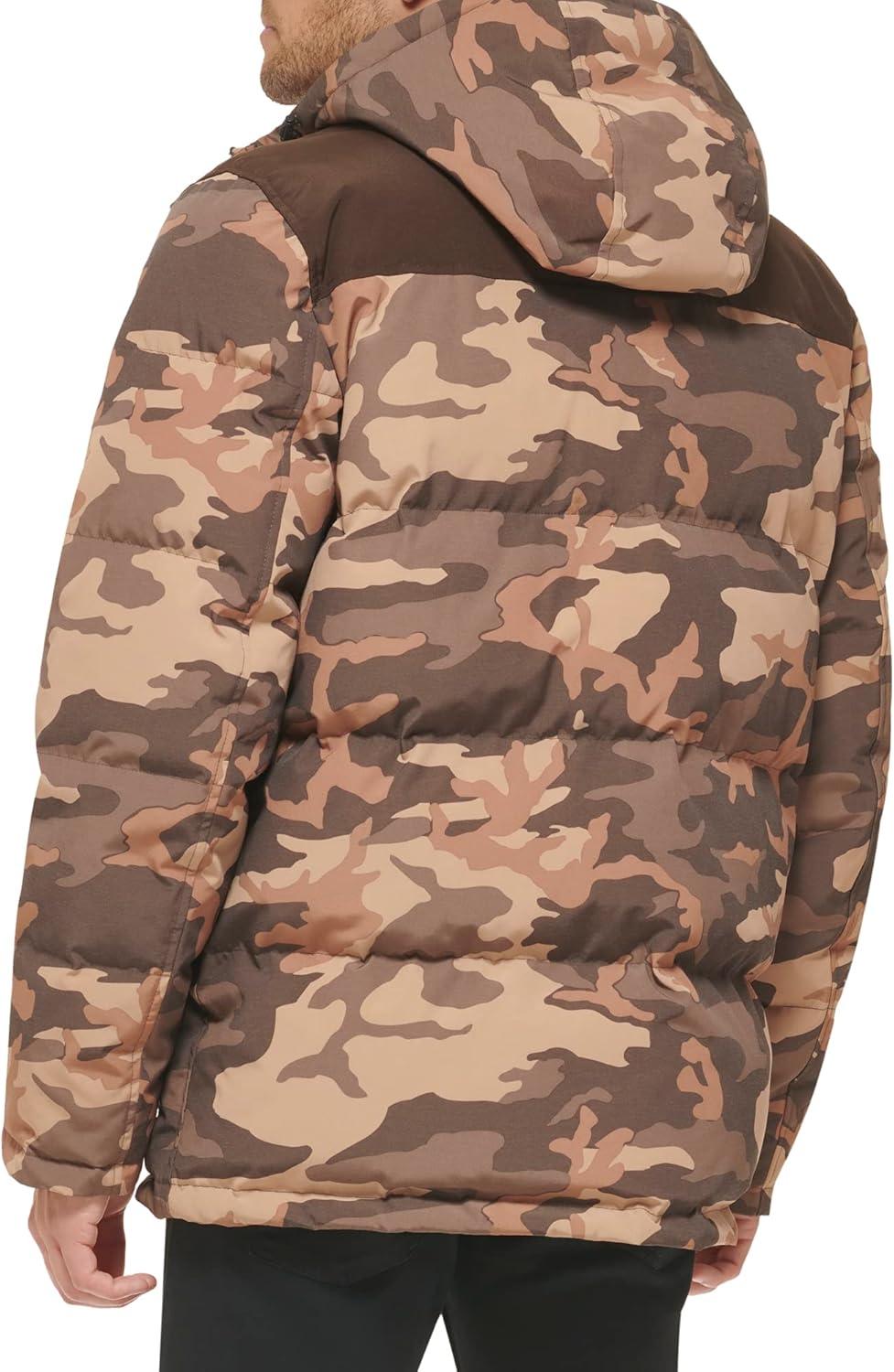 imageLevis Mens Arctic Cloth Quilted Performance ParkaKhaki Camo Colorblock