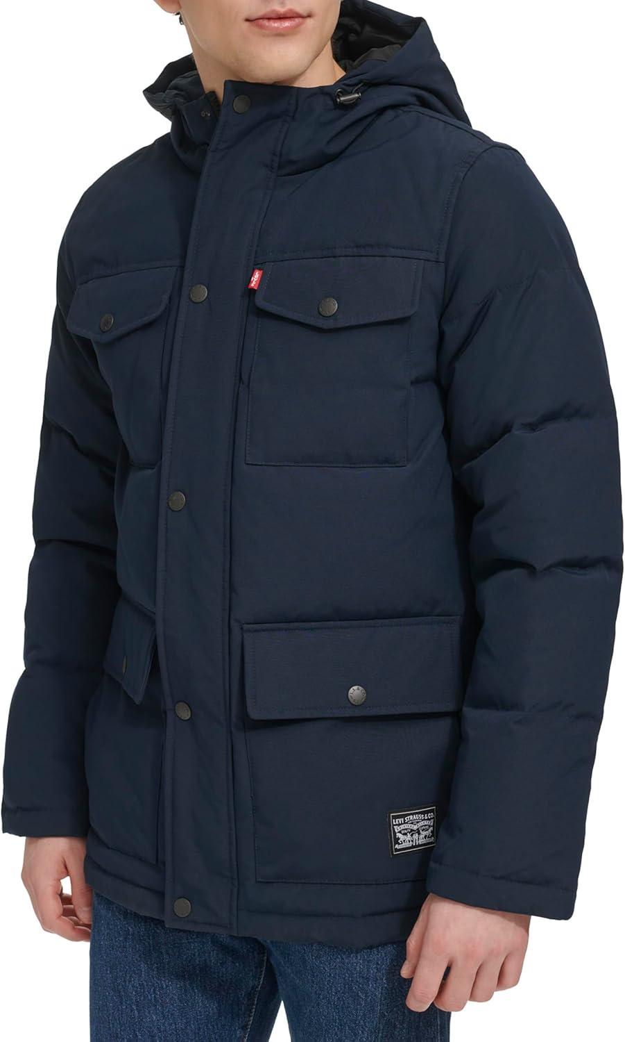 imageLevis Mens Arctic Cloth Quilted Performance ParkaNavy