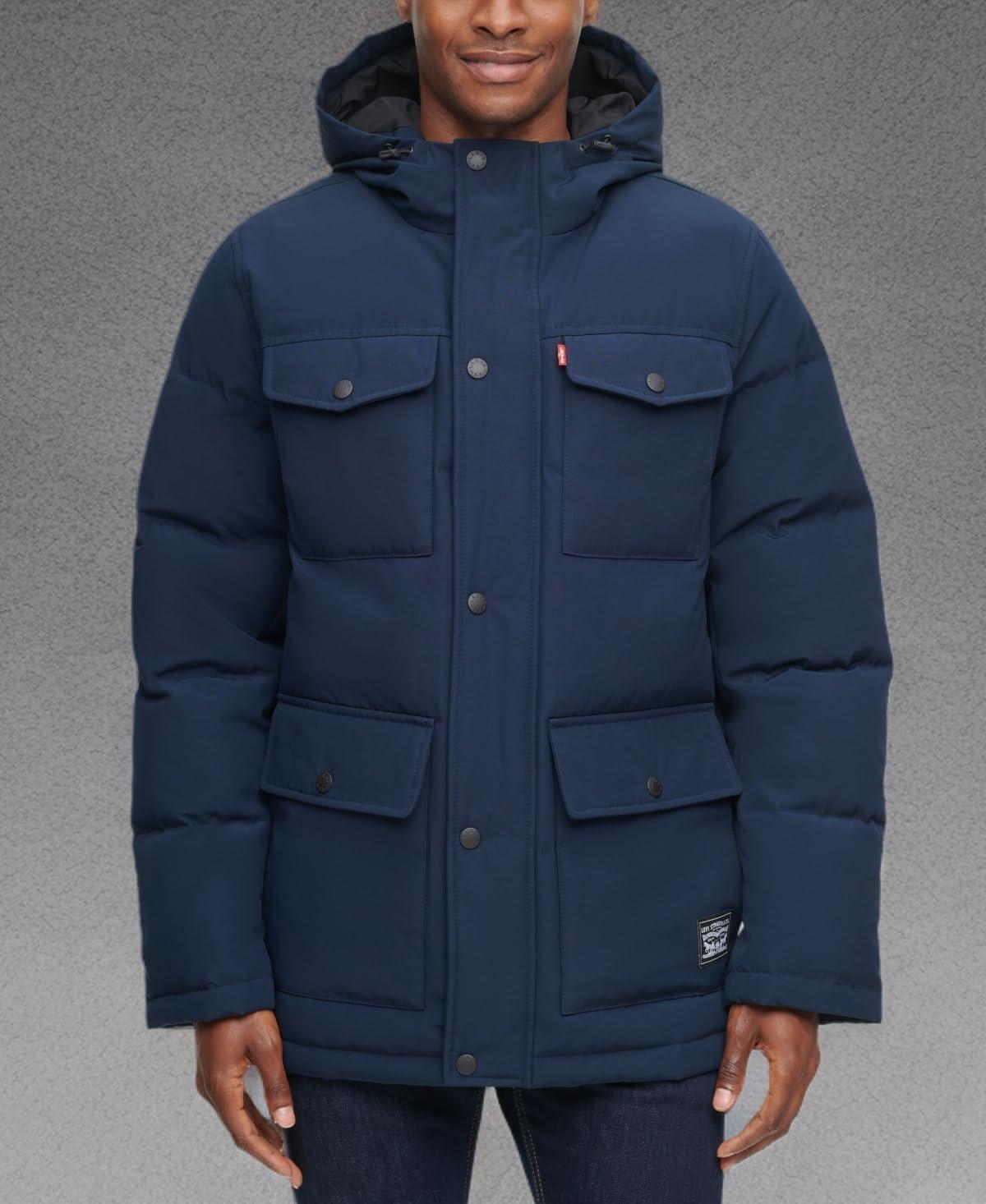 imageLevis Mens Arctic Cloth Quilted Performance ParkaNavy