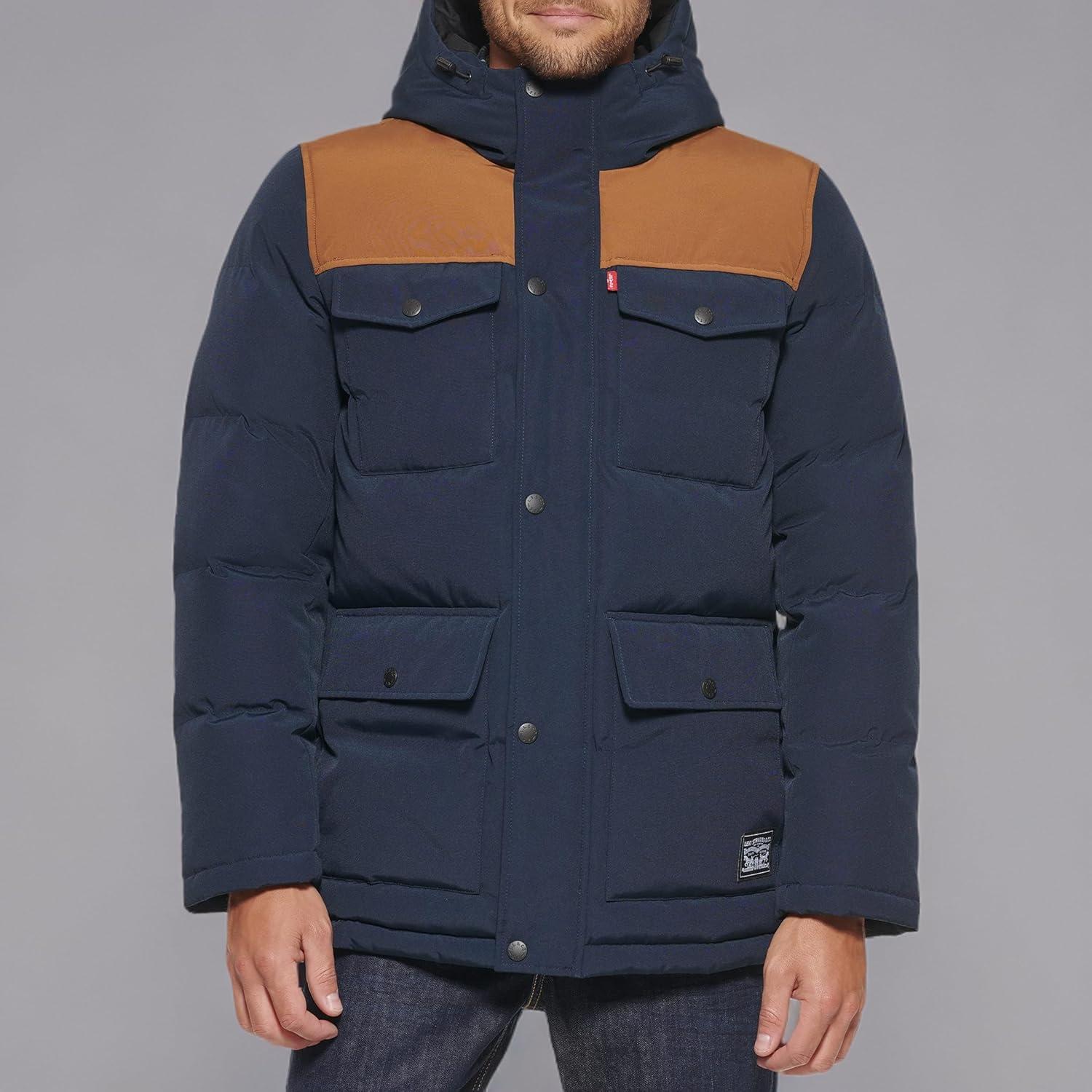 imageLevis Mens Arctic Cloth Quilted Performance ParkaNavy Colorblock