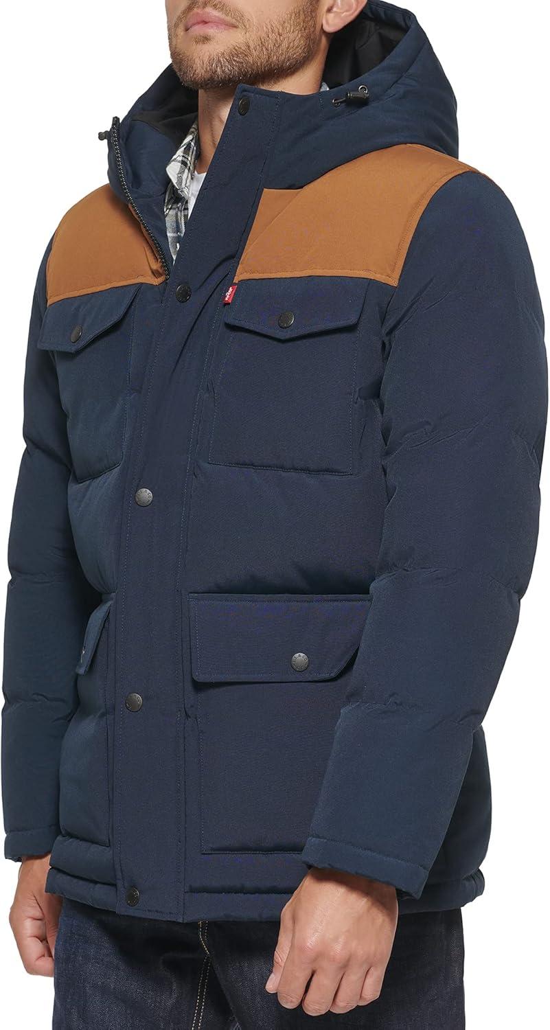 imageLevis Mens Arctic Cloth Quilted Performance ParkaNavy Colorblock