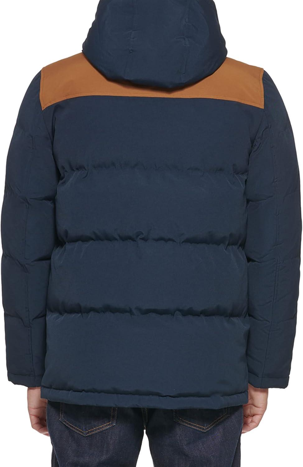 imageLevis Mens Arctic Cloth Quilted Performance ParkaNavyWorker Brown