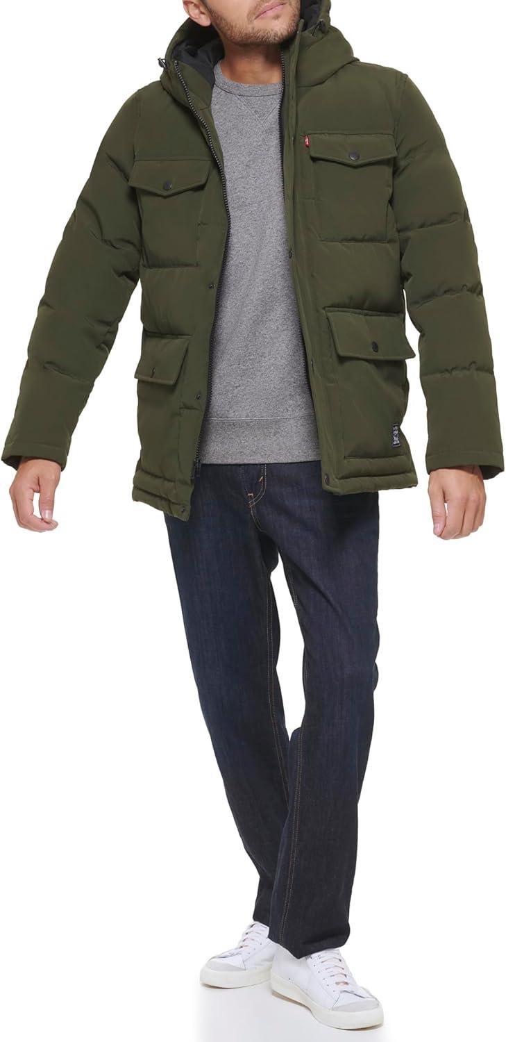 imageLevis Mens Arctic Cloth Quilted Performance ParkaOlive