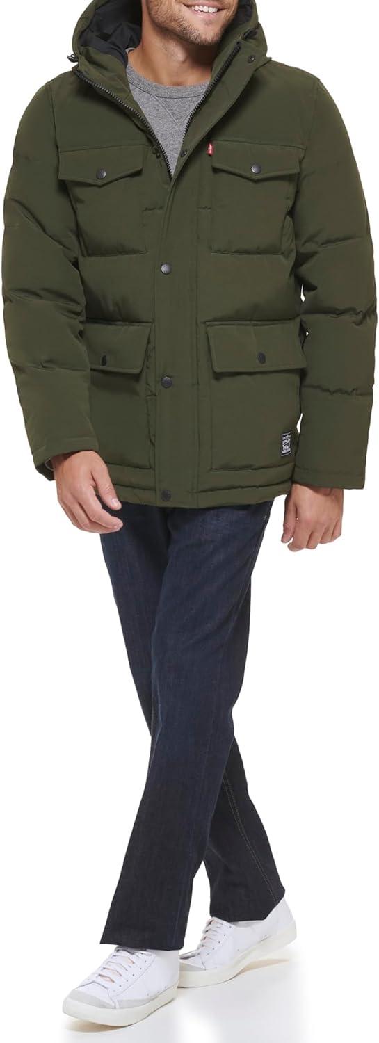 imageLevis Mens Arctic Cloth Quilted Performance ParkaOlive