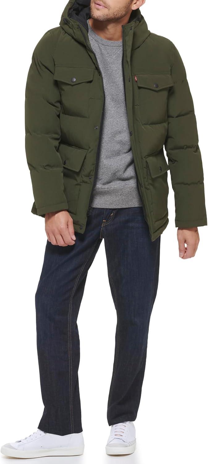 imageLevis Mens Arctic Cloth Quilted Performance ParkaOlive