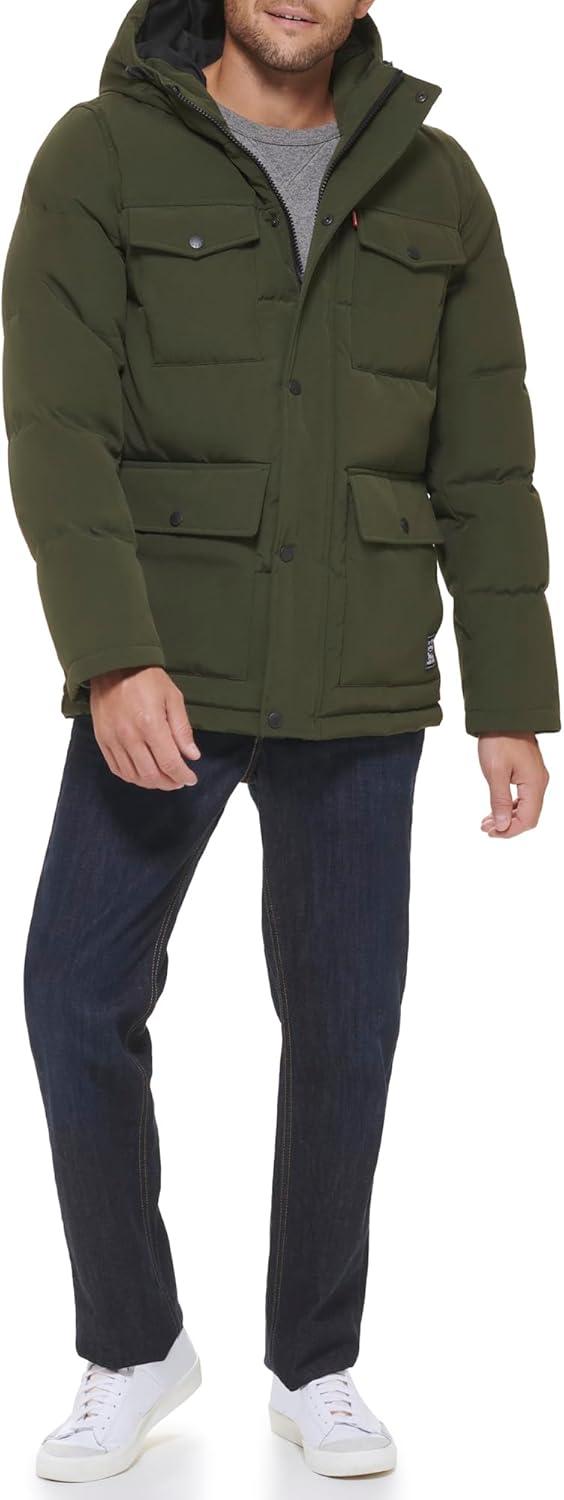 imageLevis Mens Arctic Cloth Quilted Performance ParkaOlive