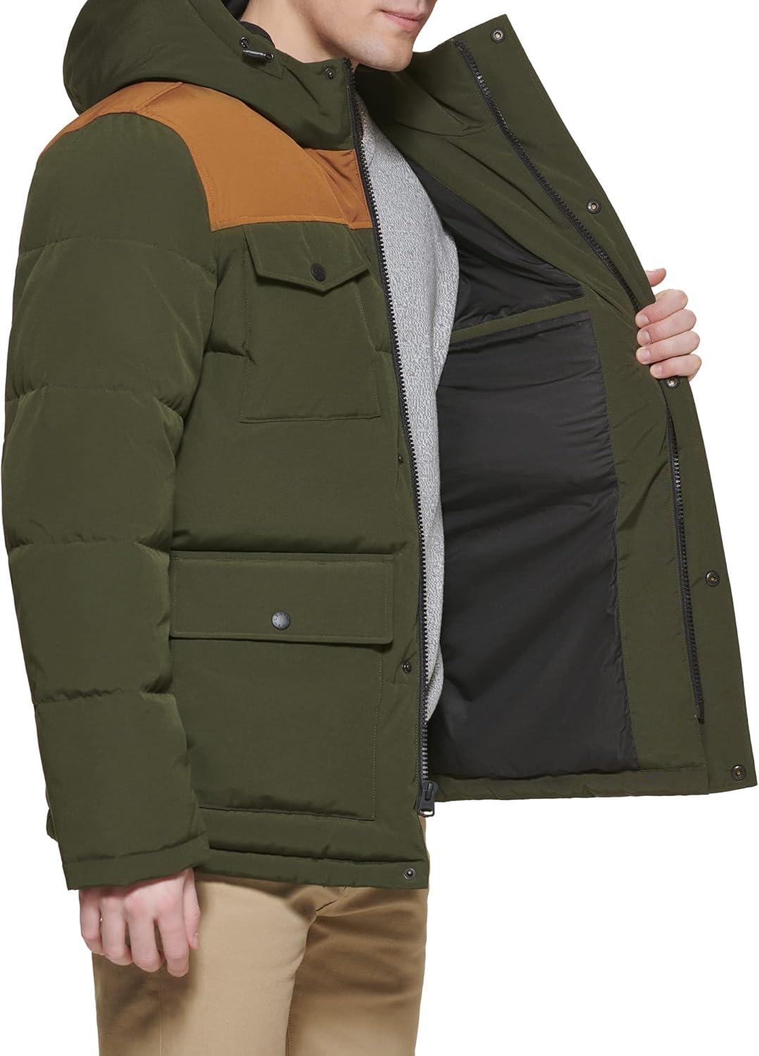 imageLevis Mens Arctic Cloth Quilted Performance ParkaOliveBrown