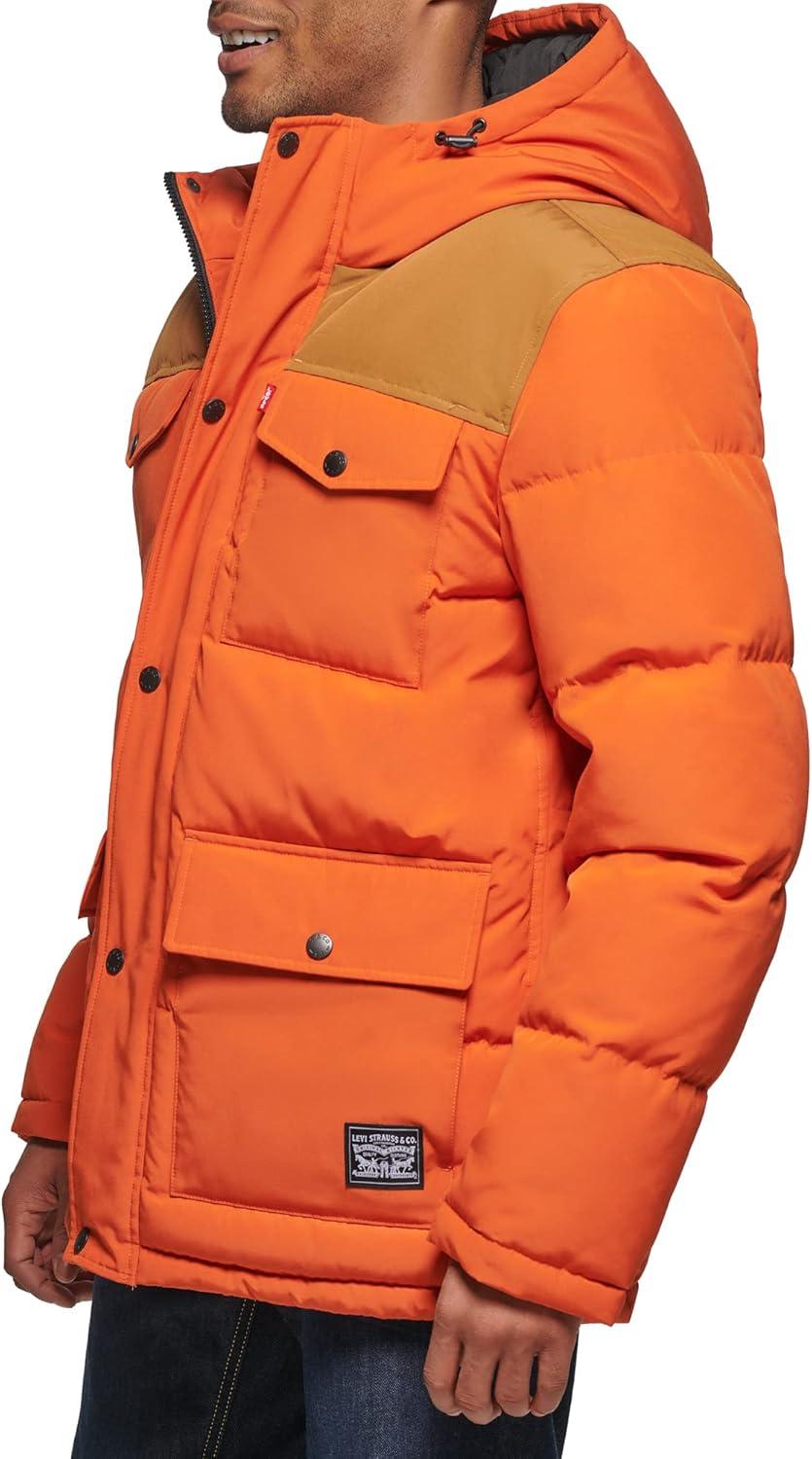 imageLevis Mens Arctic Cloth Quilted Performance ParkaOrangeWorker Brown