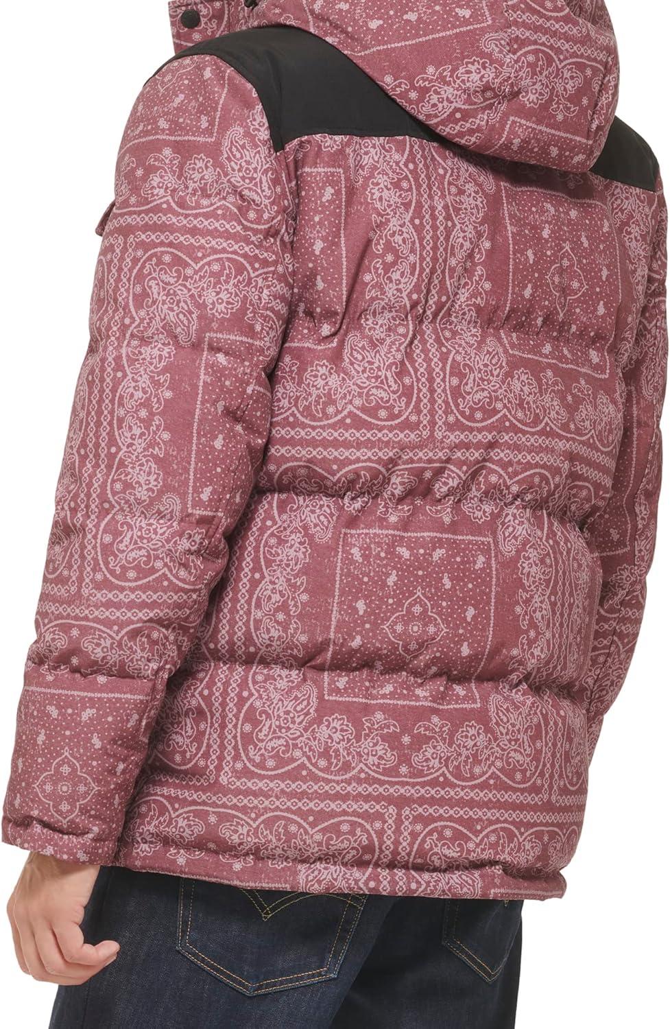 imageLevis Mens Arctic Cloth Quilted Performance ParkaRed Bandana Colorblock