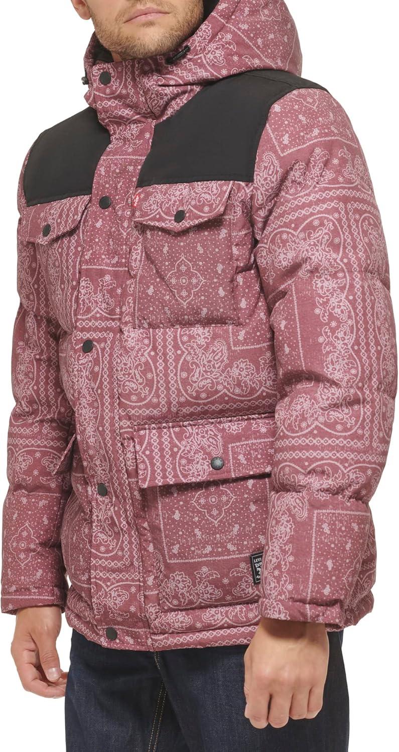 imageLevis Mens Arctic Cloth Quilted Performance ParkaRed Bandana Colorblock
