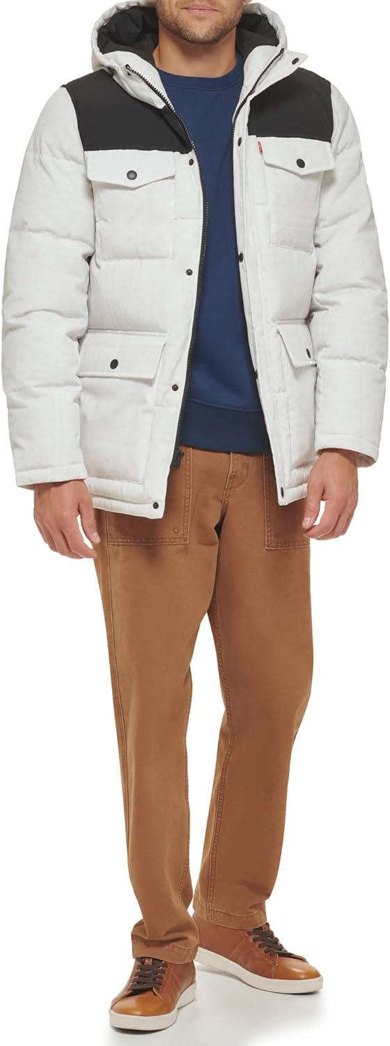 imageLevis Mens Arctic Cloth Quilted Performance ParkaWhite Bandana Colorblock