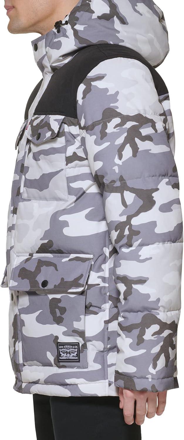 imageLevis Mens Arctic Cloth Quilted Performance ParkaWhite Camo Colorblock