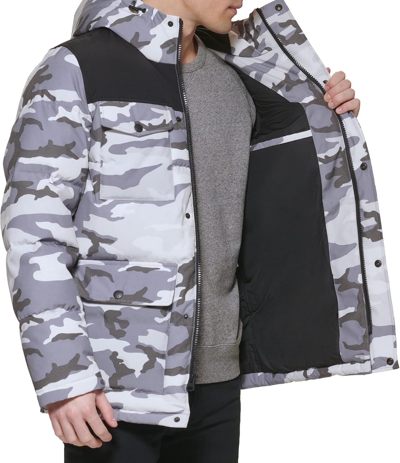 imageLevis Mens Arctic Cloth Quilted Performance ParkaWhite Camo Colorblock