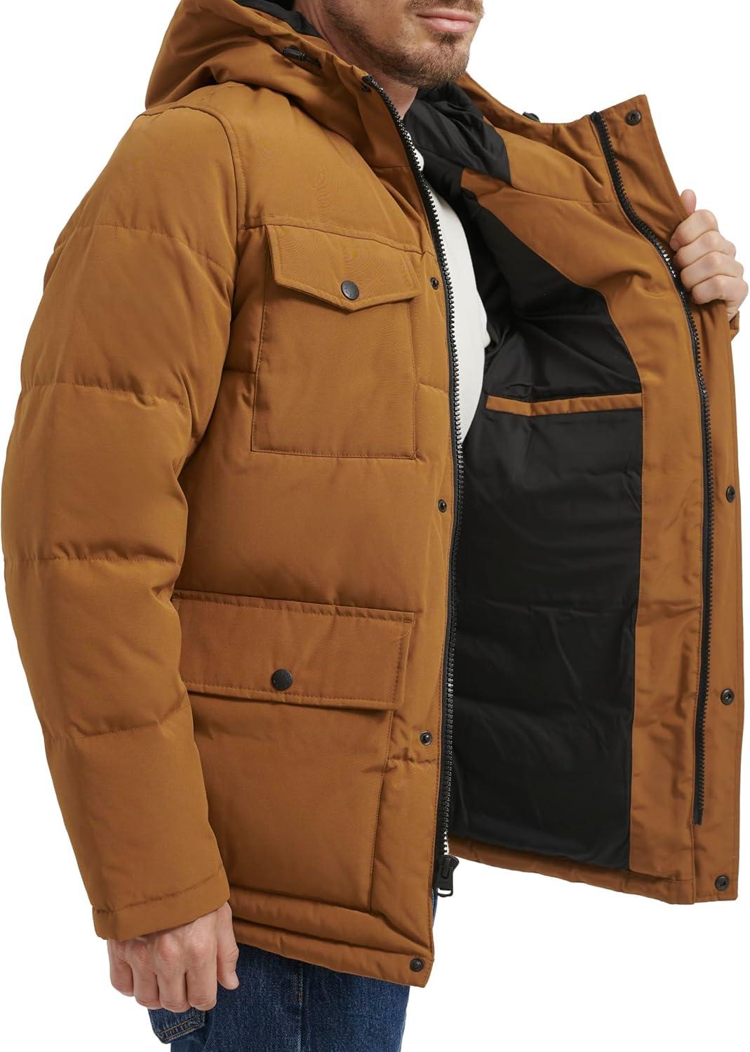 imageLevis Mens Arctic Cloth Quilted Performance ParkaWorker Brown