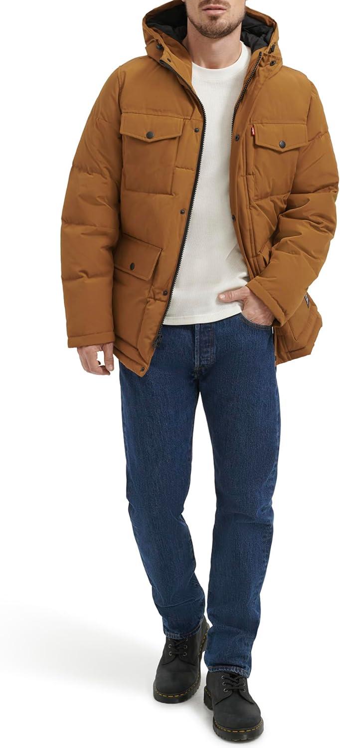 imageLevis Mens Arctic Cloth Quilted Performance ParkaWorker Brown
