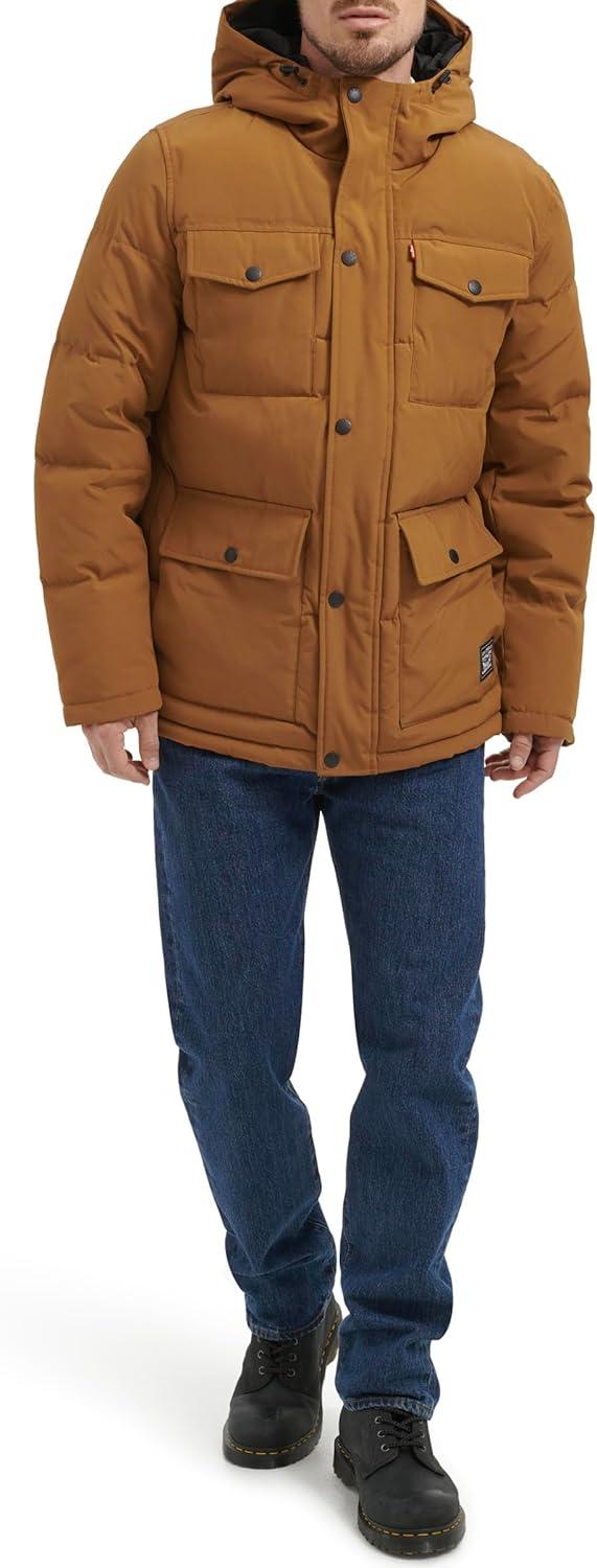 imageLevis Mens Arctic Cloth Quilted Performance ParkaWorker Brown