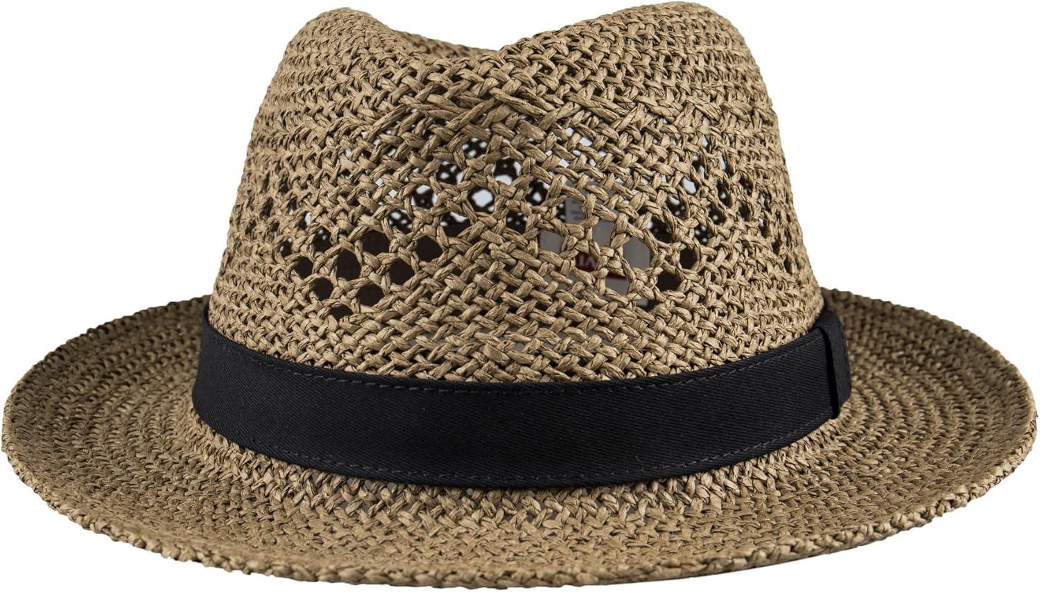 imageLevis Mens Classic Fedora Panama Hat Summer VacationBrown Packable