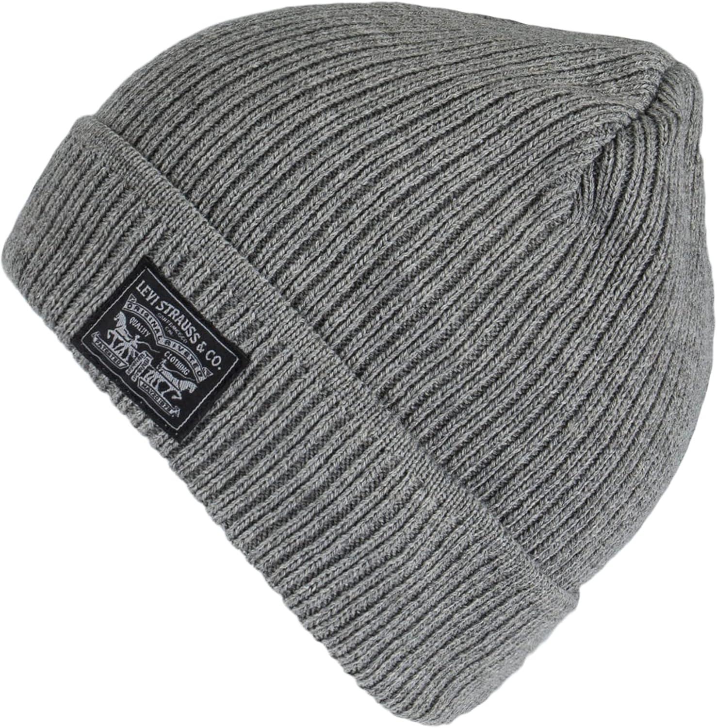 imageLevis Mens Classic Winter Warm Knit Beanie Hat and Scarf SetCharcoal