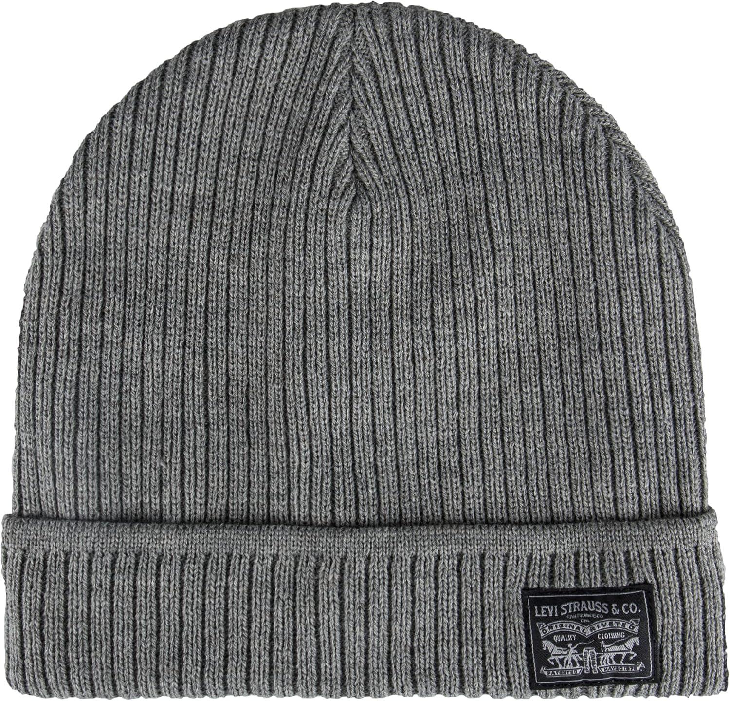 imageLevis Mens Classic Winter Warm Knit Beanie Hat and Scarf SetCharcoal