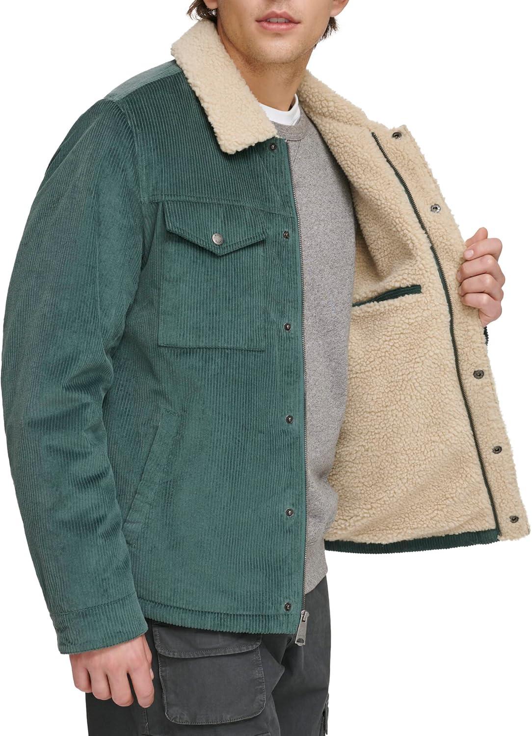 imageLevis Mens Corduroy Sherpa Lined Trucker Jacket Regular amp Big amp Tall SizesAtlantis Wide Wale Corduroy