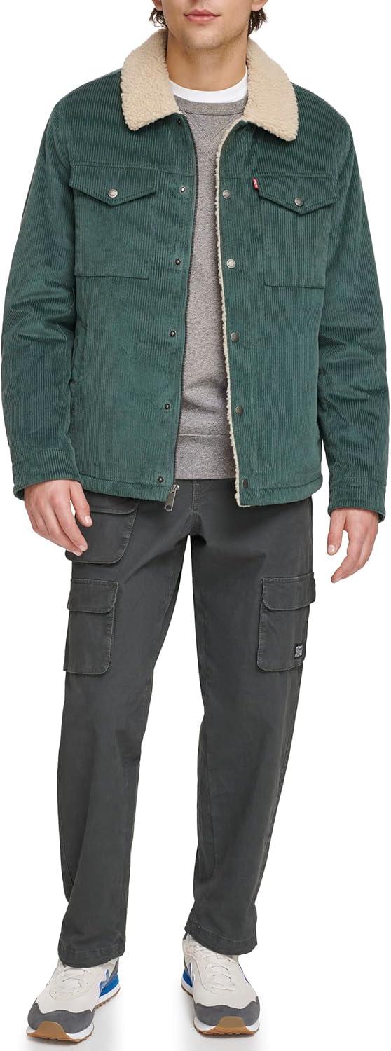 imageLevis Mens Corduroy Sherpa Lined Trucker Jacket Regular amp Big amp Tall SizesAtlantis Wide Wale Corduroy