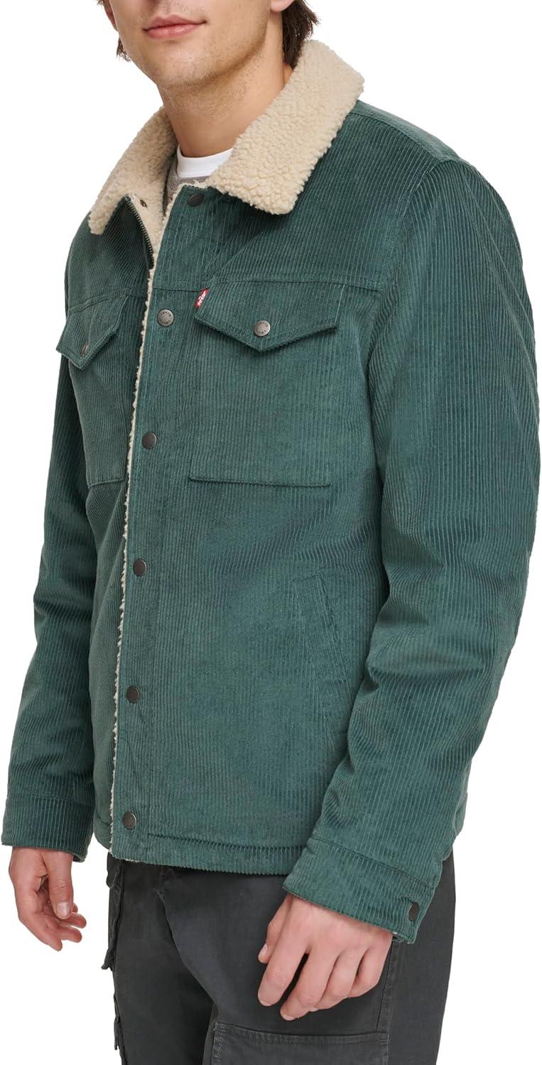 imageLevis Mens Corduroy Sherpa Lined Trucker Jacket Regular amp Big amp Tall SizesAtlantis Wide Wale Corduroy
