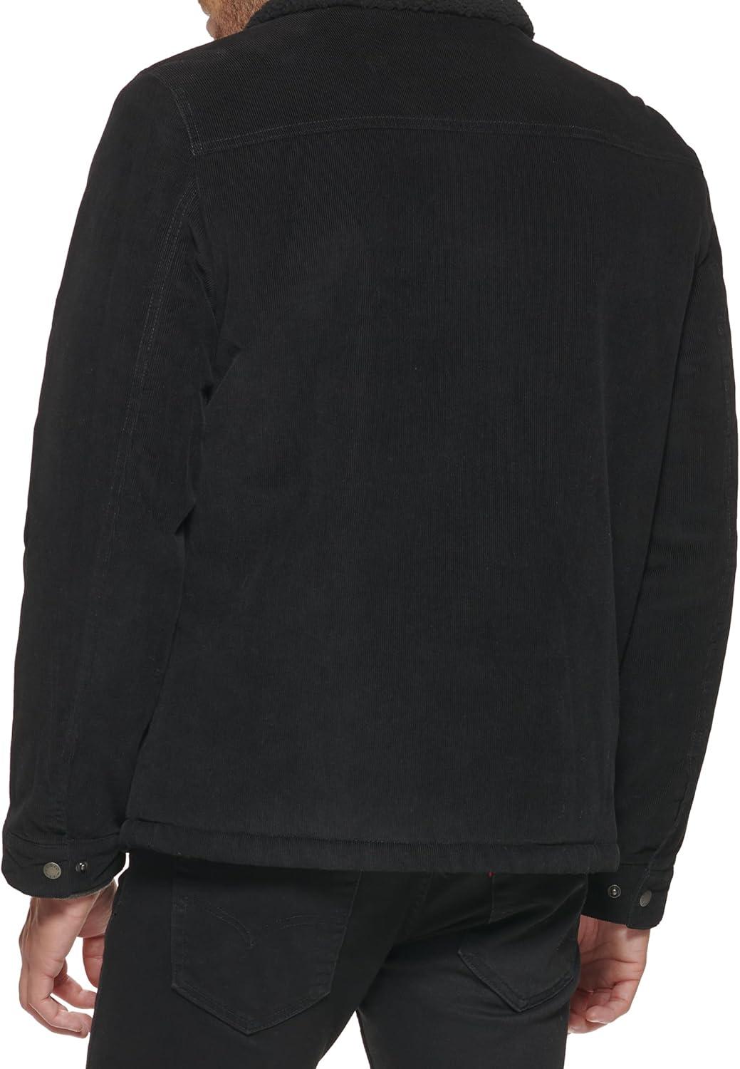 imageLevis Mens Corduroy Sherpa Lined Trucker Jacket Regular amp Big amp Tall SizesBlack Corduroy