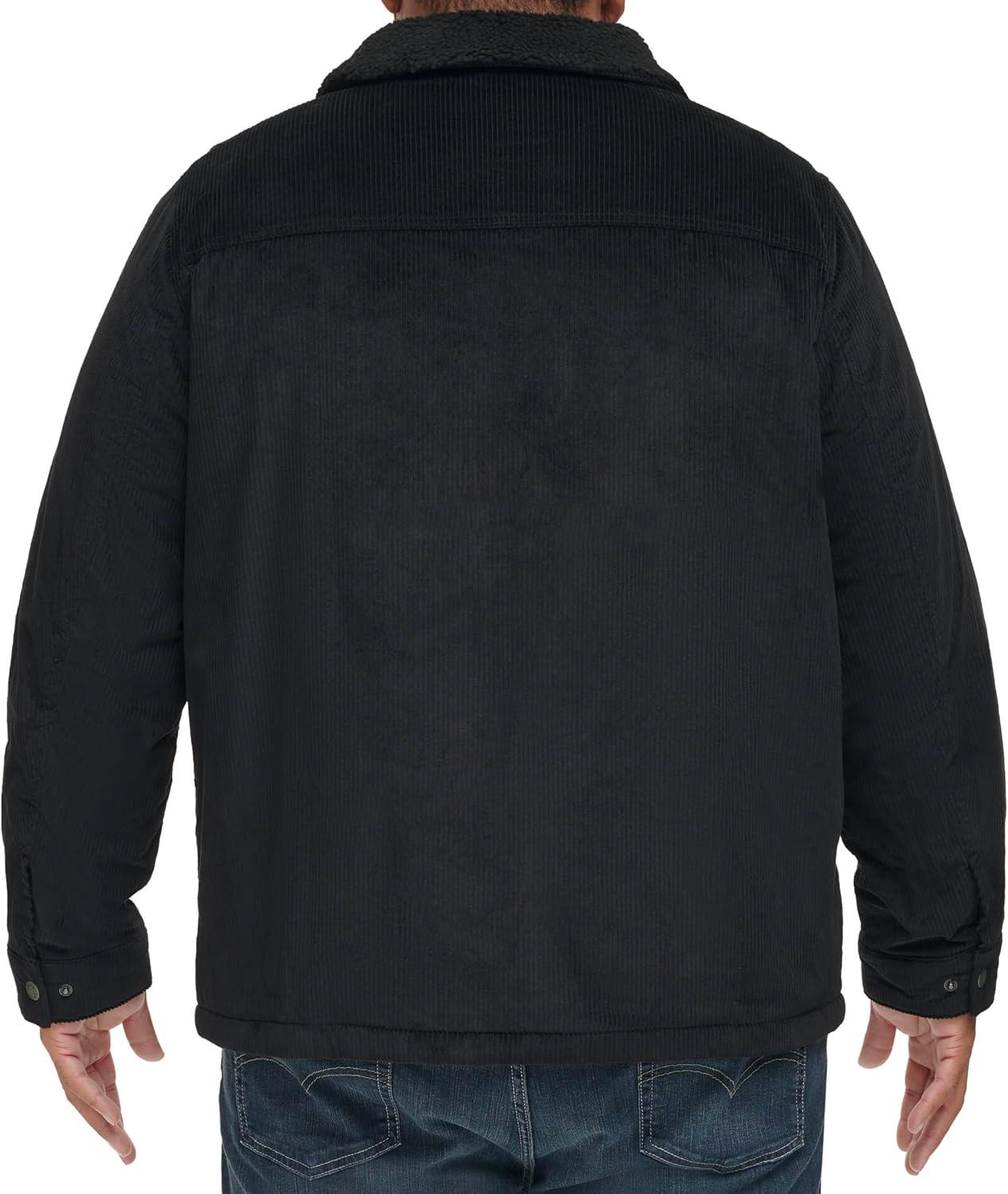 imageLevis Mens Corduroy Sherpa Lined Trucker Jacket Regular amp Big amp Tall SizesBlack Wide Wale Corduroy