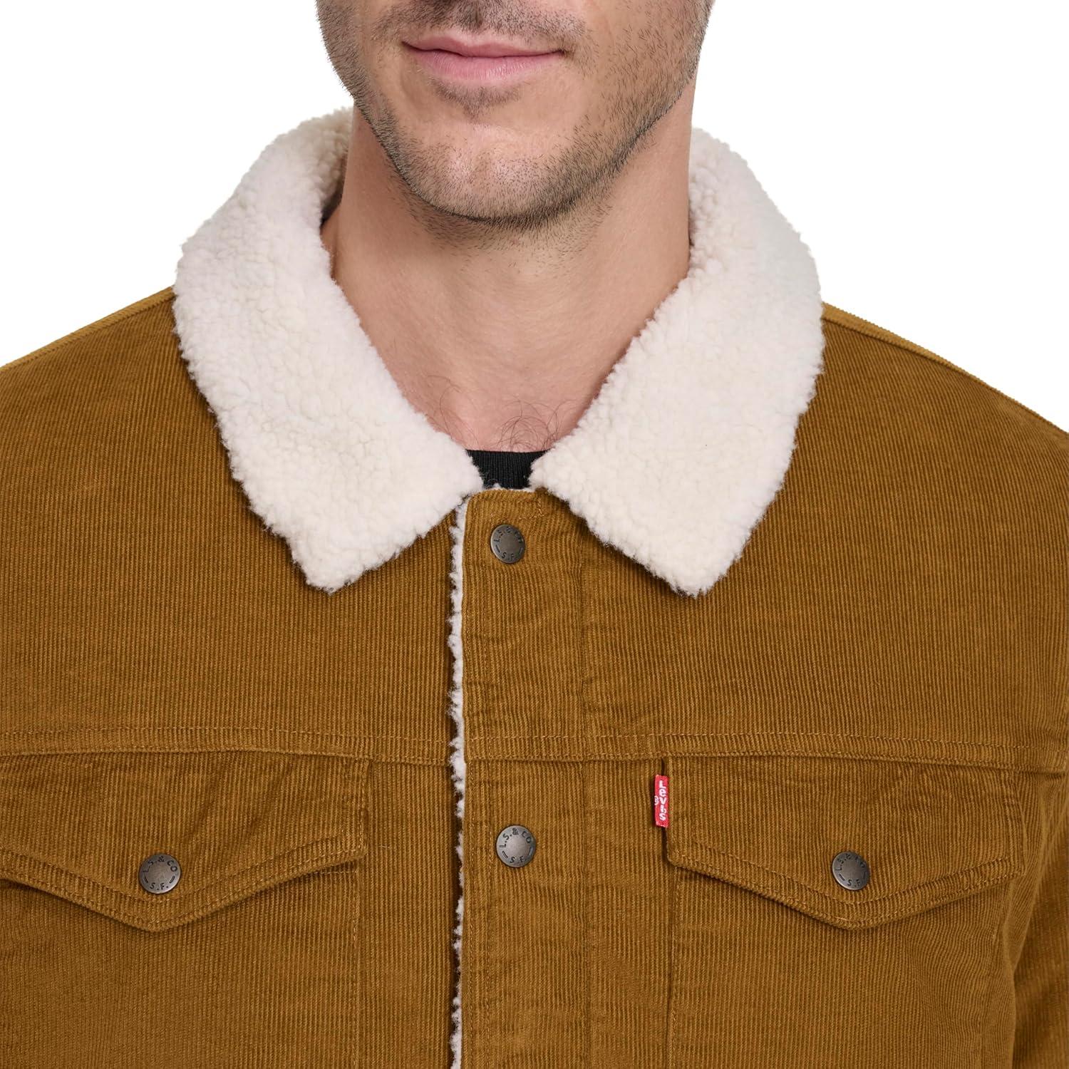 imageLevis Mens Corduroy Sherpa Lined Trucker Jacket Regular amp Big amp Tall SizesBrown Corduroy