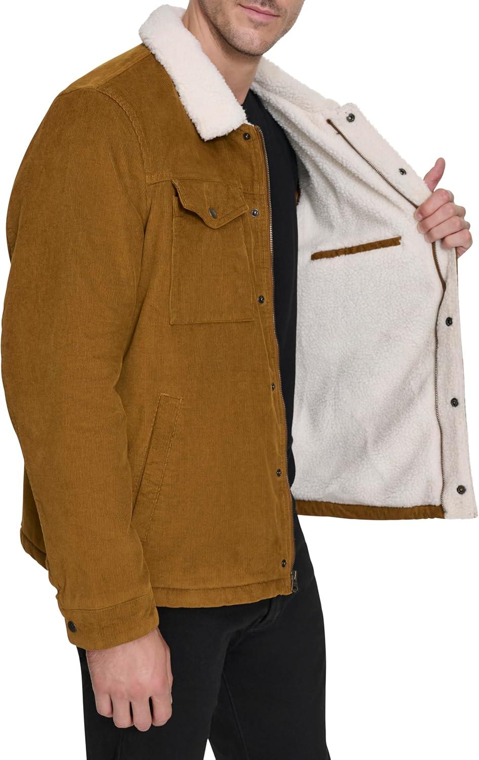 imageLevis Mens Corduroy Sherpa Lined Trucker Jacket Regular amp Big amp Tall SizesBrown Corduroy