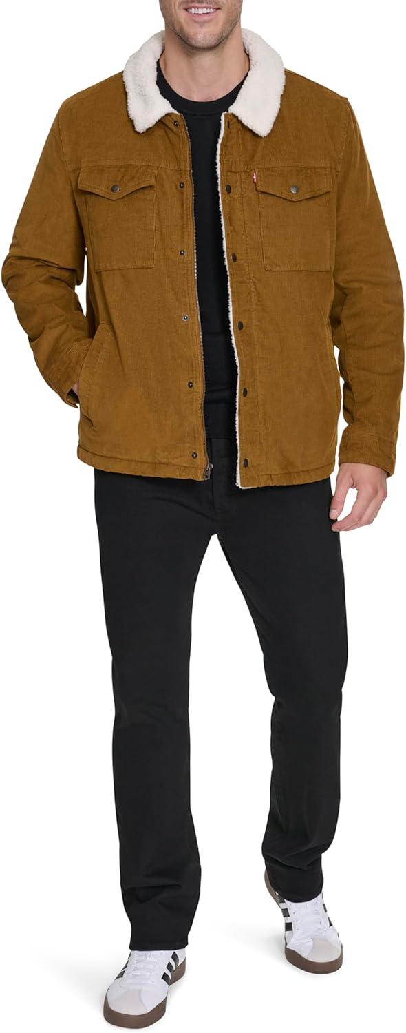 imageLevis Mens Corduroy Sherpa Lined Trucker Jacket Regular amp Big amp Tall SizesBrown Corduroy