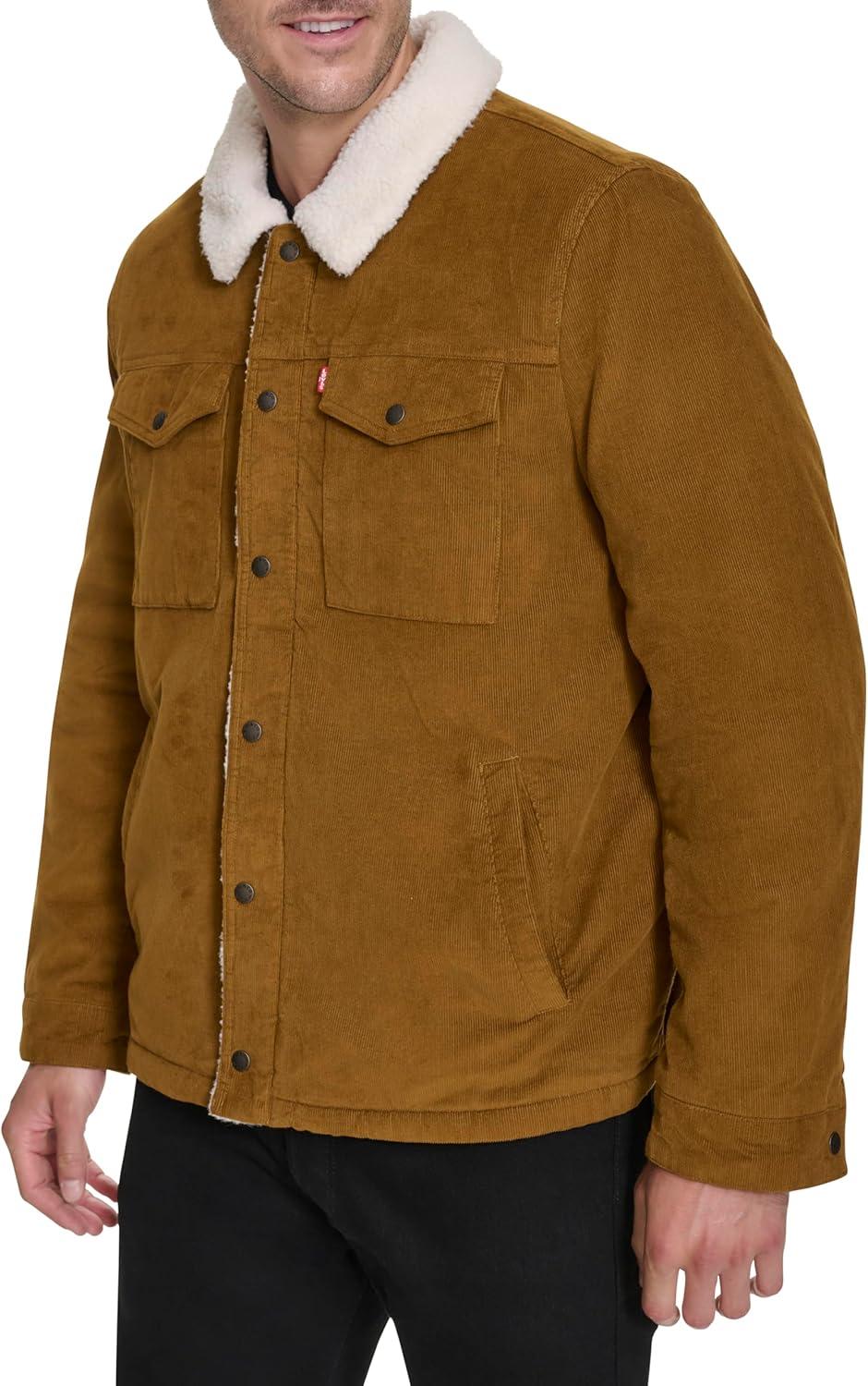 imageLevis Mens Corduroy Sherpa Lined Trucker Jacket Regular amp Big amp Tall SizesBrown Corduroy