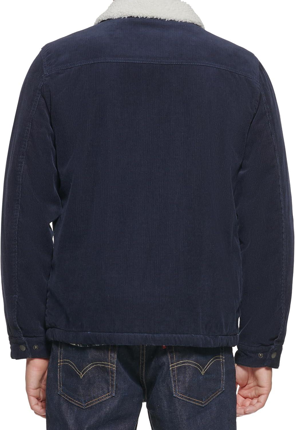 imageLevis Mens Corduroy Sherpa Lined Trucker Jacket Regular amp Big amp Tall SizesNavy Corduroy