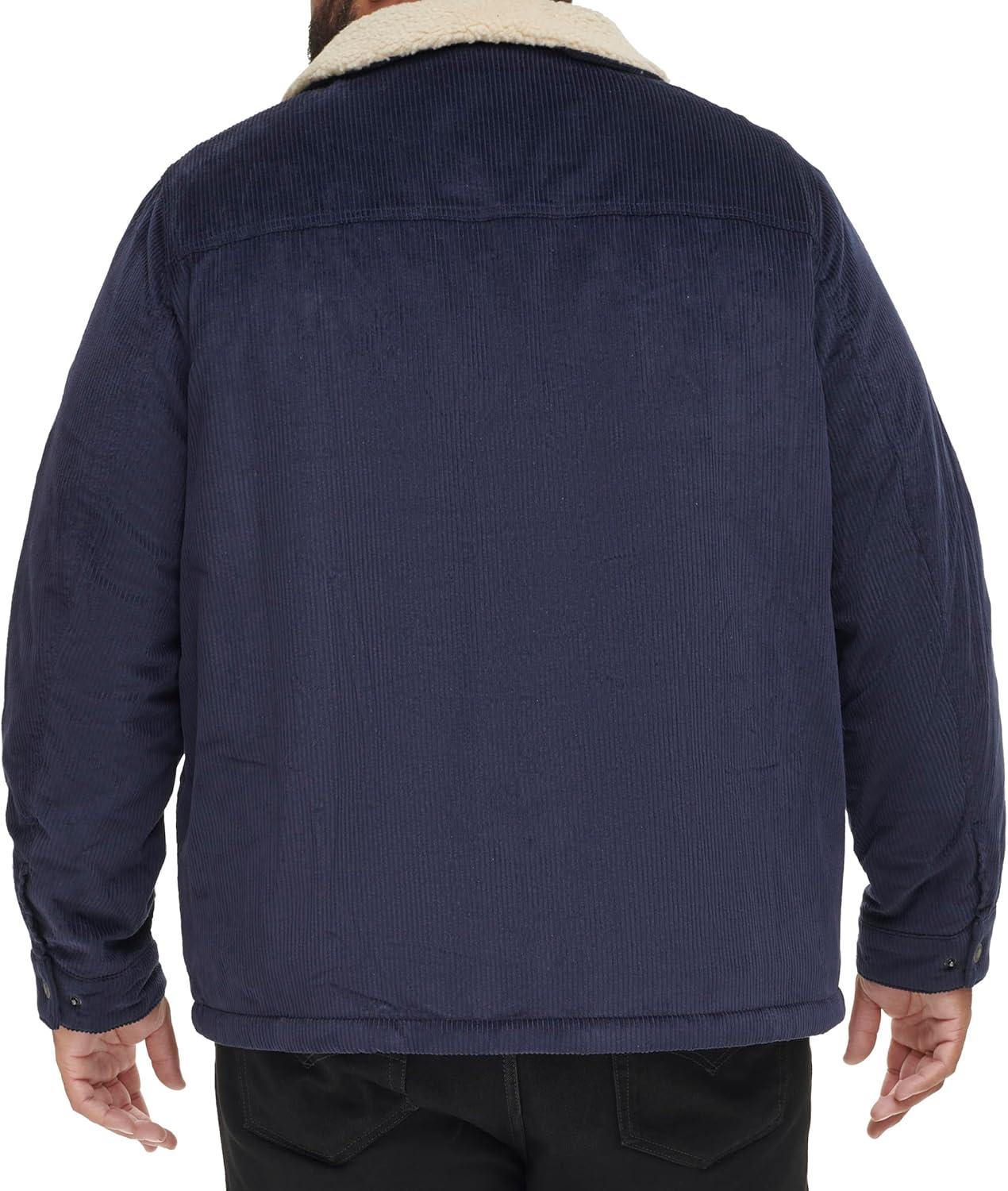 imageLevis Mens Corduroy Sherpa Lined Trucker Jacket Regular amp Big amp Tall SizesNavy Wide Wale Corduroy