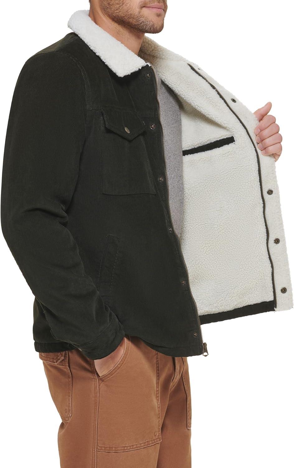 imageLevis Mens Corduroy Sherpa Lined Trucker Jacket Regular amp Big amp Tall SizesOlive Corduroy